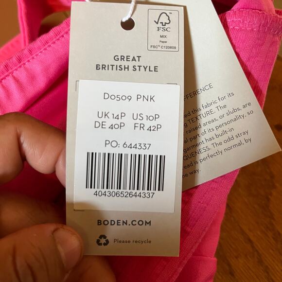 Boden Strappy Seersucker Midi Dress in Festival Pink Size 10P Petite New - Picture 7 of 9